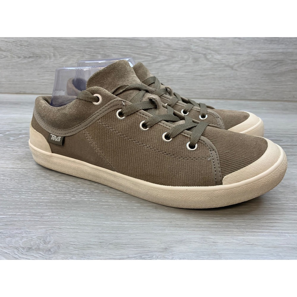 Teva Women's Freewheel Corduroy Suede Sneakers Olive Green Low Top 9.5 Shoes